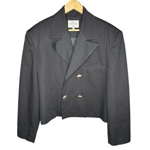 Vintage Carmel Zhao Black Double Breasted Cropped Blazer Jacket USA Women’s M